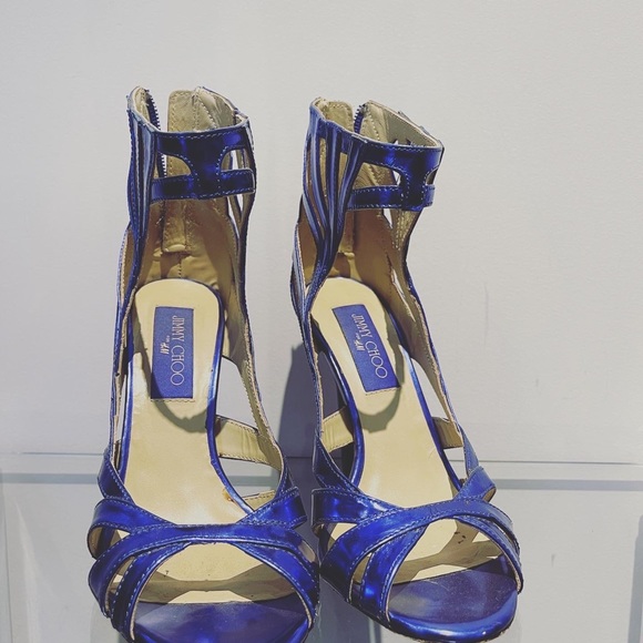 Jimmy Choo x H&M. metallic blue high heels. Size 37 - Picture 2 of 4
